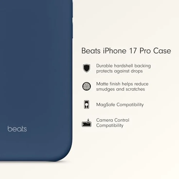 Beats iPhone 17 Pro Case, MagSafe mit Kamerasteuerung, matte Außenseite und Mikrofaser-Innenfutter – Felsblau – Bild 2