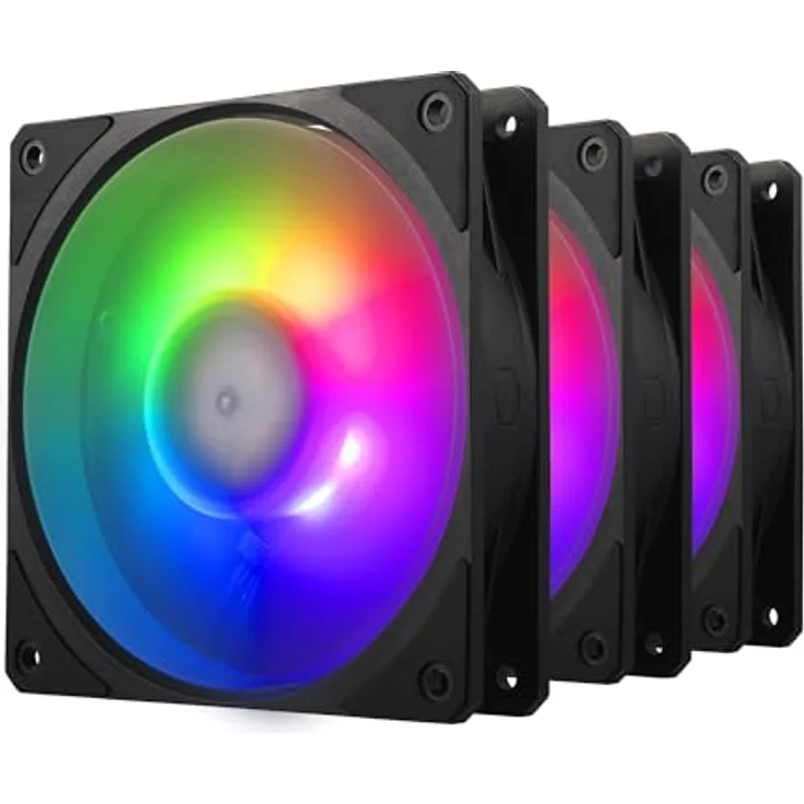 Cooler Master Mobius 120P ARGB 3-Pack, 120 mm Gehäuselüfter mit innovativem Ringblatt-Design und A1 Mini-LED-Controller, Schwarz – Bild 4