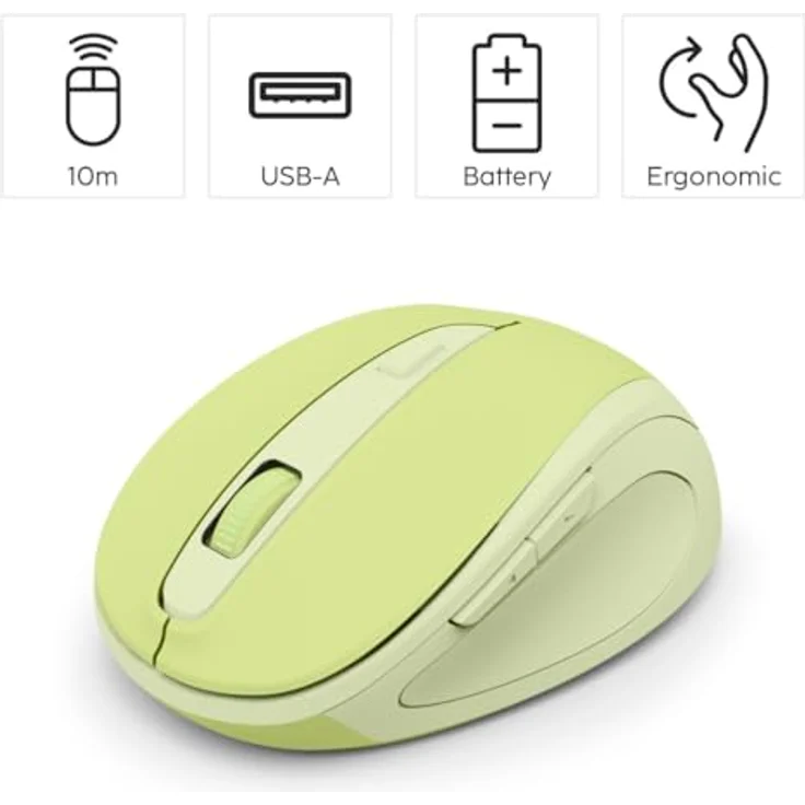 Hama WM-400, Ergonomische Funkmaus mit 1600 DPI, 6 Tasten, geräuschlos, grün – Bild 3