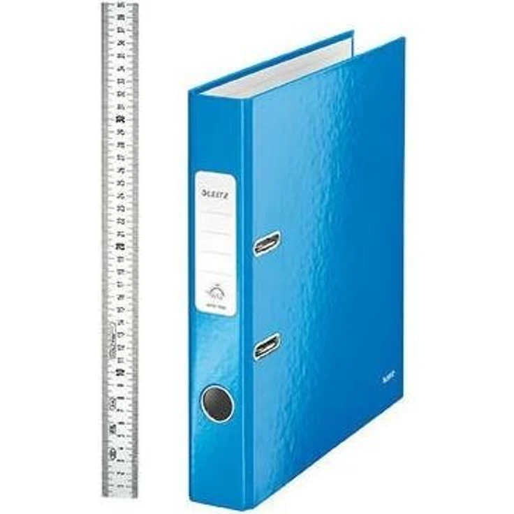 LEITZ Aktenordner Ordner WOW Rückenbreite: 52 mm für DIN A4, laminierter glänzender Design (blau) – Bild 1