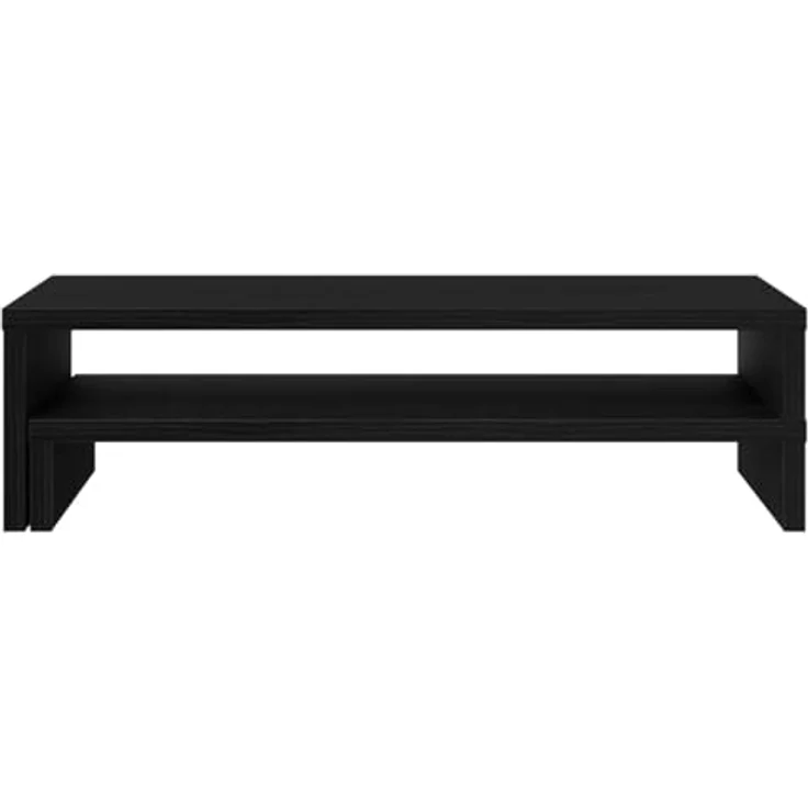 vidaXL Monitorständer Eichen-Optik, Holzwerkstoff, Monitorerhöhung mit Stauraum, Schwarz, 54x22x15 cm – Bild 5