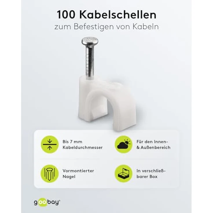 Fixpoint 17079 Kabelschelle 7,0 mm weiß (100 Stück) – Bild 2