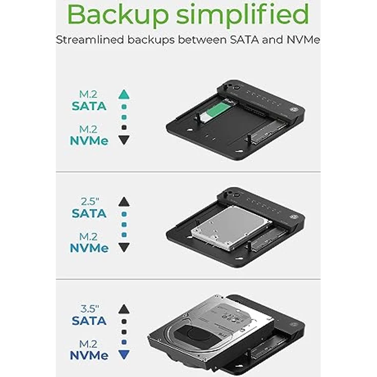 ICY BOX HDD/M.2 NVMe SSD Docking Station USB 3.2 Gen 2 (10 Gbit/s), Festplatten Klonstation & Lesegerät (SATA 2,5 / 3,5 Zoll & M.2 NVMe / SATA SSD), Zweiwege Klonen, USB-C & USB-A, IB-2915MSCL-C31 – Bild 3