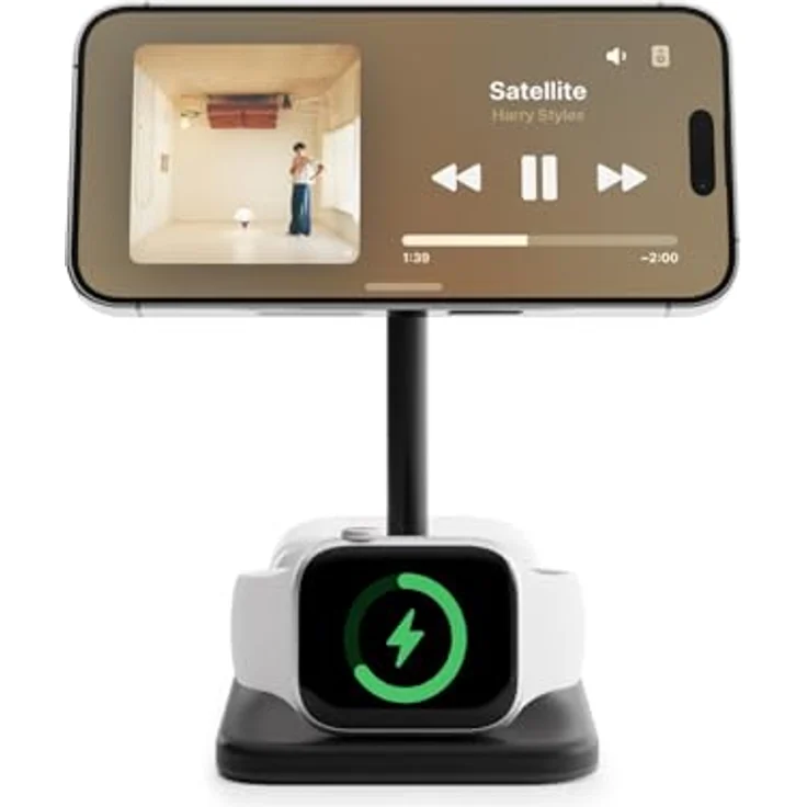 Twelve South Kabelloses Qi2 3-in-1 Ladegerät HiRise 3 Deluxe MagSafe-kompatibel, Schwarz - Ladeständer (15 W), Wireless Charger – Bild 3
