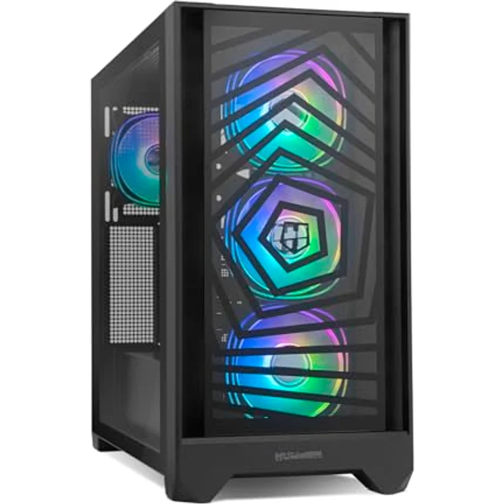 NOX XTREME PRODUCTS Hummer Plasma Semitower ATX, M-ATX, ITX, mit gehärtetem Glas, 4x vorinstallierten ARGB Lüftern, USB-C und 3.0, Schwarz – Bild 1