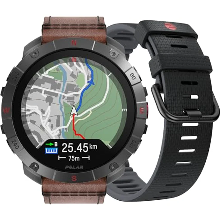 Polar Grit X2 Pro Titan: Robuste Smartwatch mit fortschrittlicher Navigation und biometrischer Messung, inklusive Lederarmband – Bild 1