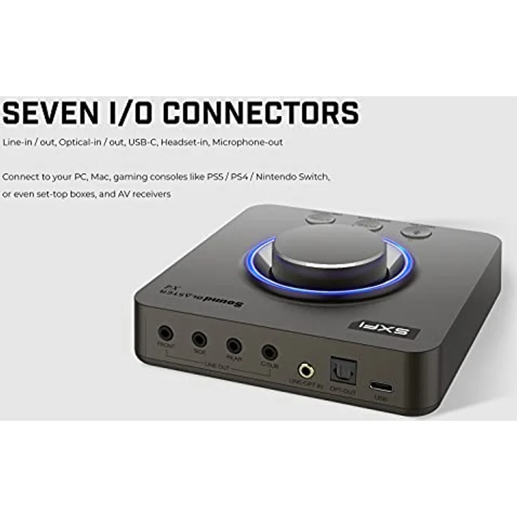 Creative Sound Blaster X4 Hi-Res 24 Bit/192 kHz externer USB-DAC und Amp-Soundkarte, Mehrkanal, 7.1 Discrete Surround, Headset-Eingang für PC und Mac – Bild 3