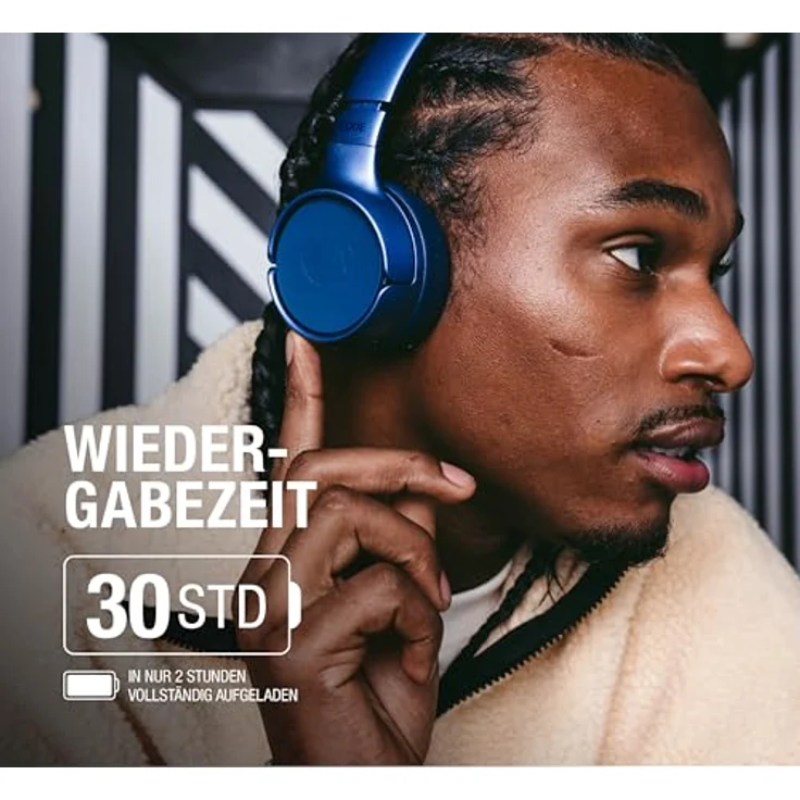 Fresh 'n Rebel Code Fuse, On-Ear Bluetooth-Kopfhörer, kabellos, 30 Stunden Spielzeit, faltbar, mit Mikrofon und Sprachassistent, Vivid Blue – Bild 2