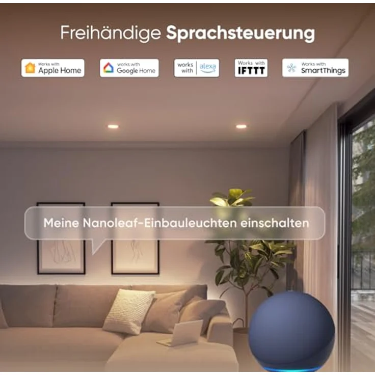 Nanoleaf Matter Einbaustrahler RGBCW, 4 Smarte & Dimmbare LED Glühbirnen, 550 Lumen, WLAN/Bluetooth, Kompatibel mit Alexa & Apple, 75-85 mm Ausschnitt – Bild 5