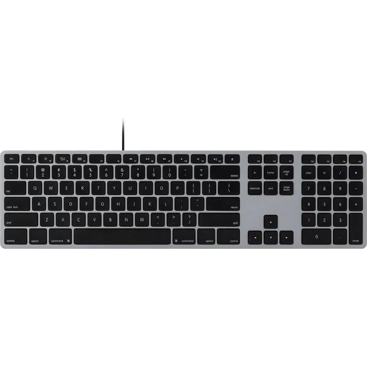 Matias FK318CB Aluminium Wired Keyboard für Mac, USB Tastatur US-Englisch QWERTY, Space Grau, elegantes Design mit stabiler Leistung