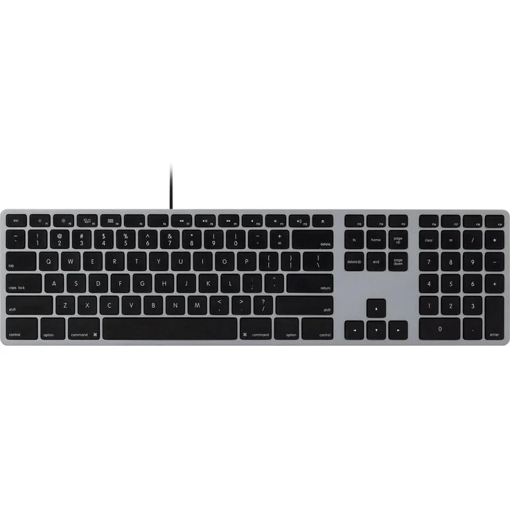Matias FK318CB Aluminium Wired Keyboard für Mac, USB Tastatur US-Englisch QWERTY, Space Grau, elegantes Design mit stabiler Leistung