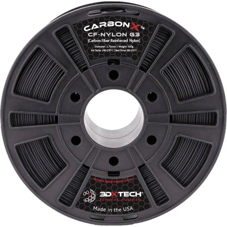 3D Xtech CarbonX CF PA Polyamid 3D Filament, Schwarz, 1.75 mm, 500 g, hohe thermische und mechanische Beständigkeit