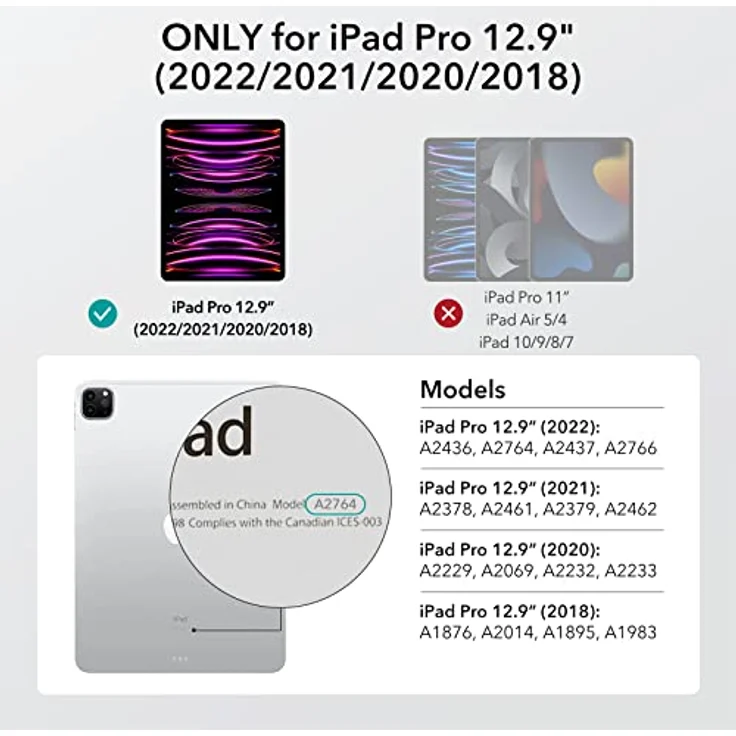 ESR Schutzfolie kompatibel mit iPad Pro 12,9 Zoll (2022/2021/2020/2018), 12.9 Hartglas Folie mit Ausrichtrahmen, kratzfest, HD-Klarheit, 2 Stück – Bild 2