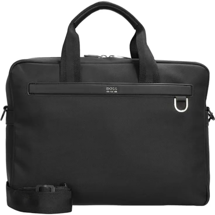 BOSS JINKO EVO Doc Case, Herren Laptoptasche aus schwarzem Polyester mit abnehmbarem Schulterriemen, 39x29,5x8,5 cm