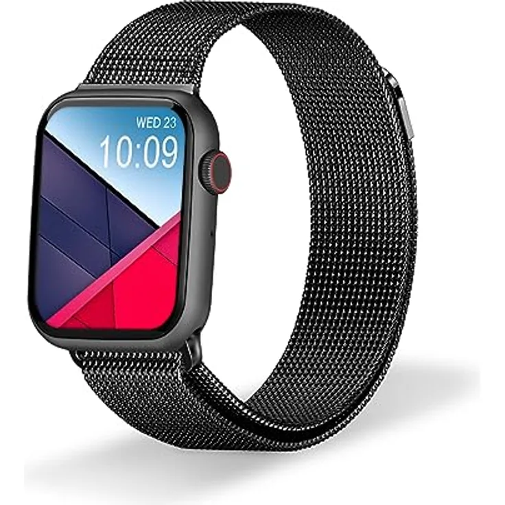 DCU TECNOLOGIC - Color Full 2 Smartwatch - Smartwatch mit 2 Armbändern: Schwarz und Metall - 1,91'' IPS Touchscreen - IP67 Wasserdicht - 128 Sportmodi