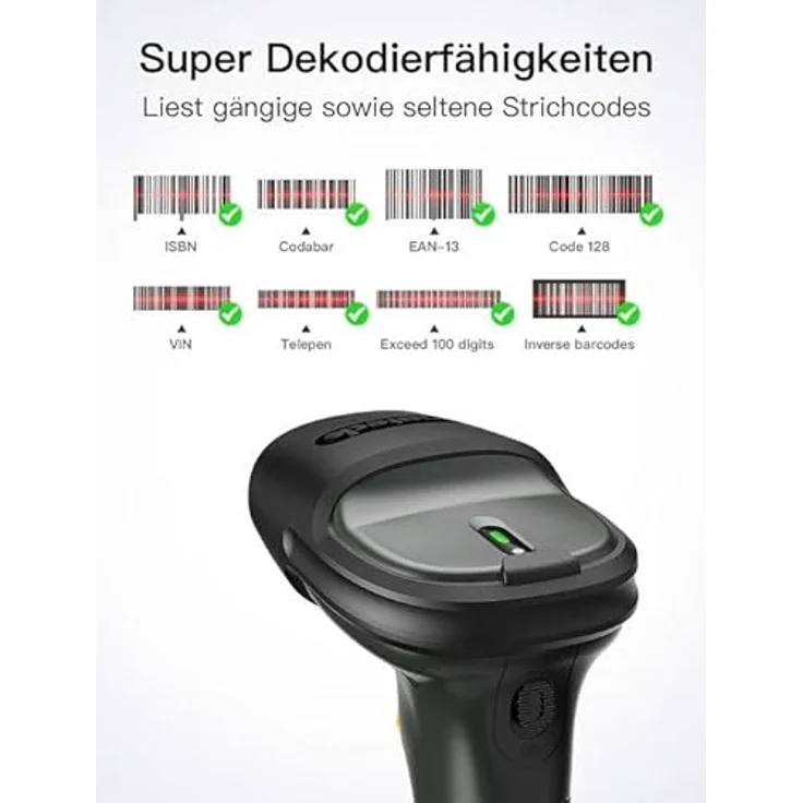 Inateck Barcodescanner P7, ergonomischer Dark Gray Scanner mit schneller Plug-and-Play-Installation und präziser Scanleistung für Einzelhandel und Lagerhaltung – Bild 2