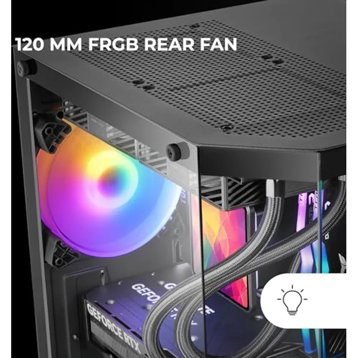 Mars Gaming MC-3TLITE MicroATX Gaming Gehäuse mit dreifachem gehärtetem Glas, RGB 120mm Lüfter, Schwarz – Bild 3