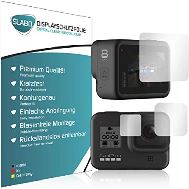 3x Slabo Displayschutzfolie für GoPro HERO8 Black KLAR ''Crystal Clear'' (verkleinerte Folien) Displayfolie Schutzfolie Folie - Preisvergleich – Bild 2