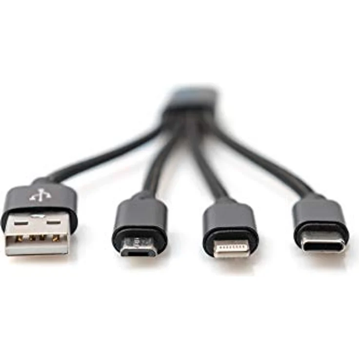 Digitus USB Kabel USB A- Lightning+micro B+Type-C M-M-M-M 15cm – Bild 4
