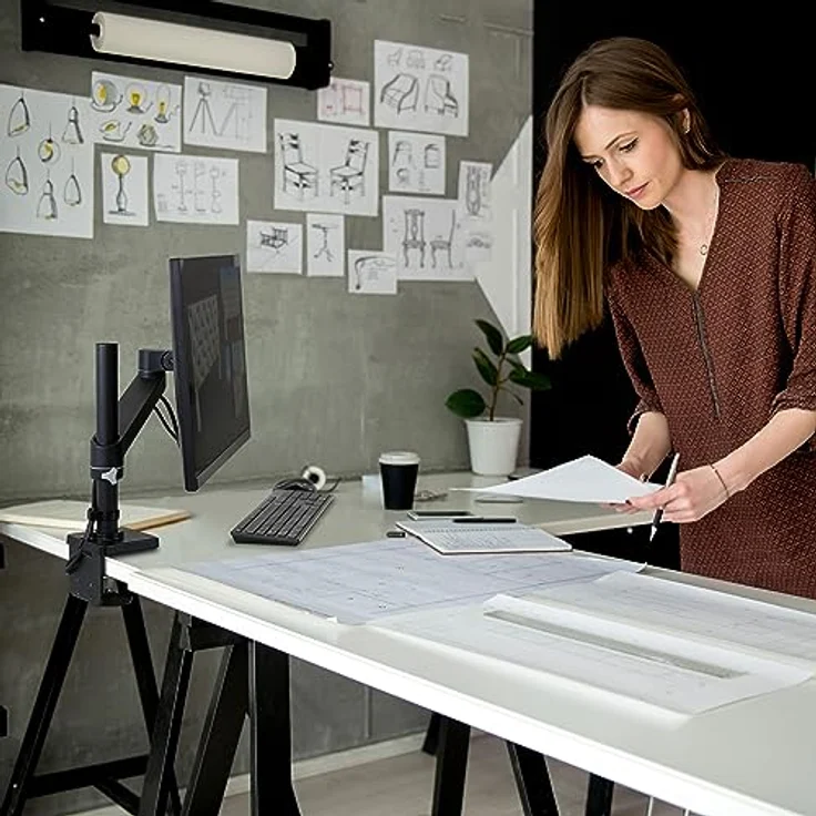 ERGOTRON NX Monitor Arm in Schwarz - Tischhalterung für Monitore bis ca. 34 Zoll BZW, bis 8kg, manuell höhenverstellbar von 19,9-44,7 cm, VESA Standard, 5 Jahre Garantie – Bild 4