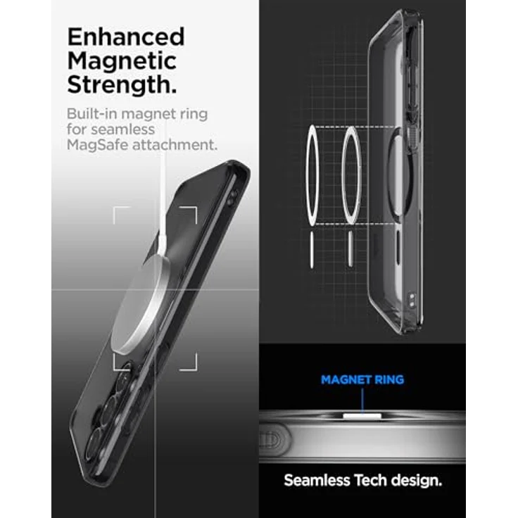 Spigen Ultra Hybrid MagFit Hülle für Samsung Galaxy S25 FE, Anti Vergilbung, kompatibel mit MagSafe, frost schwarz – Bild 3