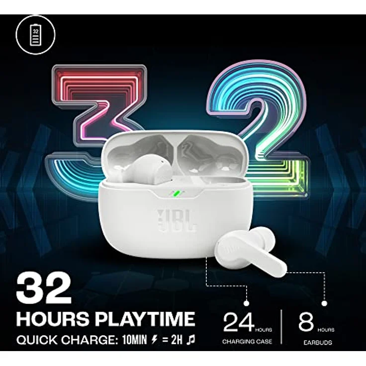JBL Wave Beam – Kabellose In-Ear Ohrhörer mit IP54 und IPX2 Wasserdichtigkeit – Freisprechfunktion und 32 Stunden Akkulaufzeit – In Weiß – Bild 4