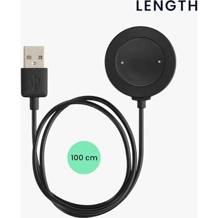 kwmobile USB Kabel Charger für Honor Watch 4 (TMA-L19) / Watch GS4 / GS3 (MUS-B19), 100 cm langes Ersatzladekabel in Schwarz, schnell und stabil ladbar – Bild 3