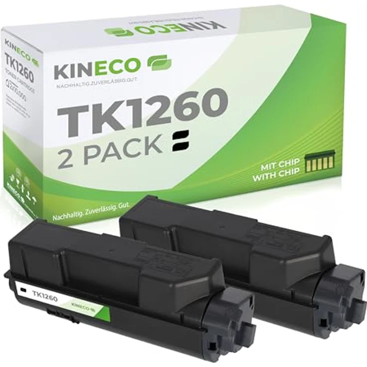 Kineco Toner TK-1260 Doppelpack, kompatibel für Kyocera ECOSYS PA4000wx/x Plus – Schwarz, 2x 10.000 Seiten, Premium Qualität – Bild 1