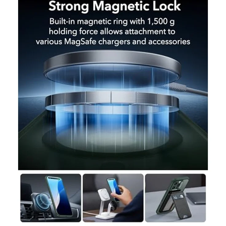 ESR iPhone 16 Pro Max Hülle Classic Serie, 4 in 1 Set mit transparenter matte Hülle, gehärteter Displayschutzfolie, MagSafe-Kompatibilität und militärnorm Schutz in mattiertem Grün – Bild 3
