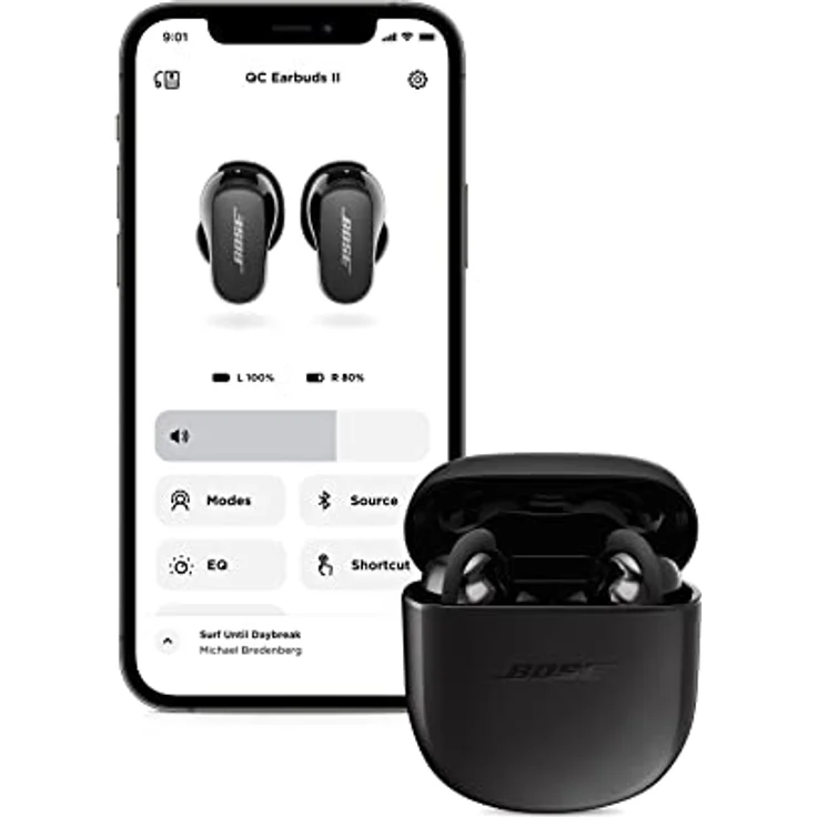 Bose QuietComfort Earbuds II Bundle mit textiler Hülle für Transportetui, kabellos, Bluetooth, weltweit Beste Noise-Cancelling In-Ear-Headphones mit personalisiertem Noise-Cancelling, Schwarz – Bild 4