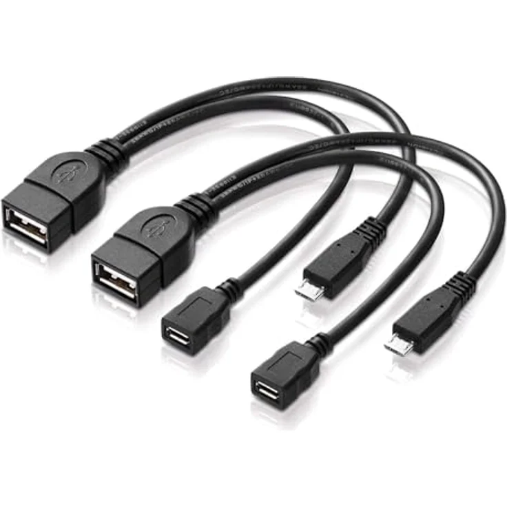 conecto 2X USB-OTG Adapter-Kabel Micro-USB 2.0-Stecker USB-Buchse Typ A + Strom-Anschluss für Externe Festplatte und andere Geräte – Bild 2