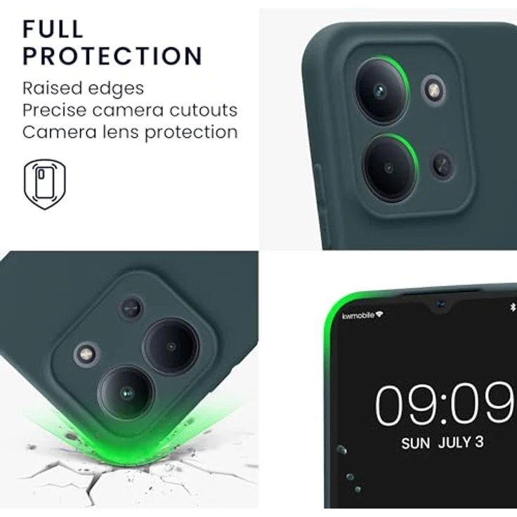 kwmobile Handyhülle kompatibel mit Xiaomi Redmi 15C 5G - Flexibles Silikon Case in Dunkler Schiefer, reißfest und rutschfest mit präzisen Ausschnitten für Kamera und Anschlüsse – Bild 3