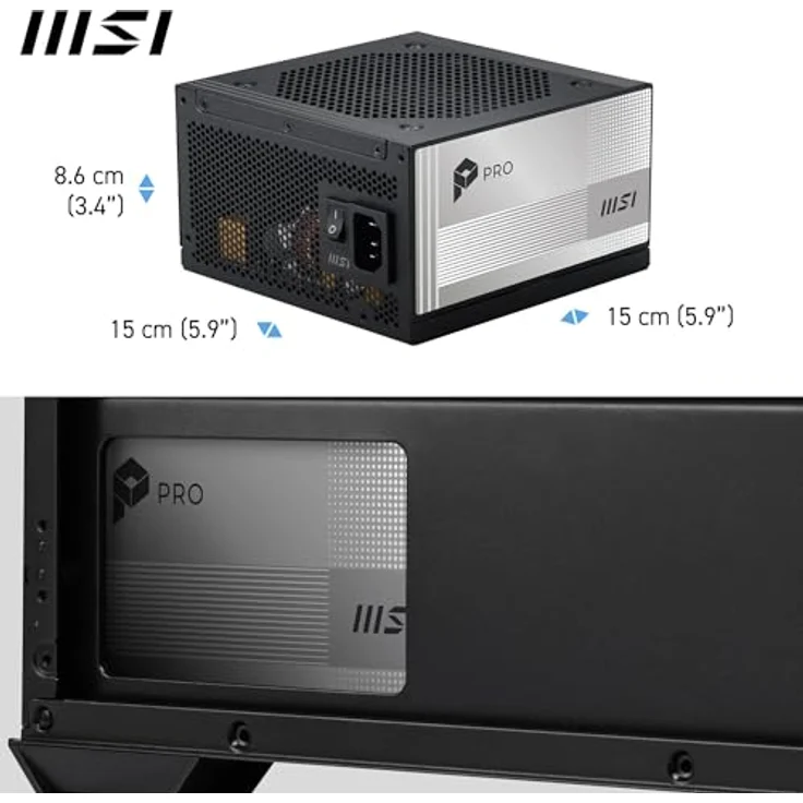MSI PRO A1000PL PCIE5, 1000 Watt Netzteil mit 80 PLUS Platinum, ATX12V 3.1, aktive PFC, 120 mm – Bild 6