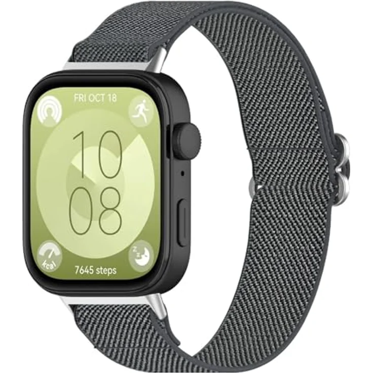 GIOPUEY Geflochtenes Nylon Armband für Huawei Watch Fit 5/5 Pro/Fit 4/4 Pro/Fit 3, elastisch und atmungsaktiv, unisex - Dark Grey – Bild 2