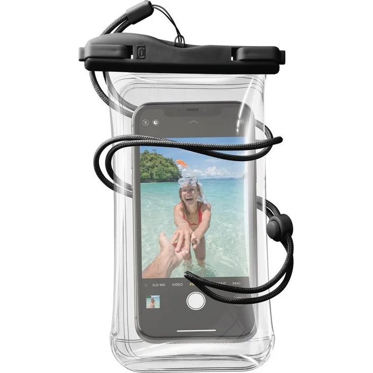 Cellularline Backcover Voyager waterproof case universal, wasserdichte Handyhülle mit verstellbarem Riemen, kompatibel mit 3D Touch und Face ID