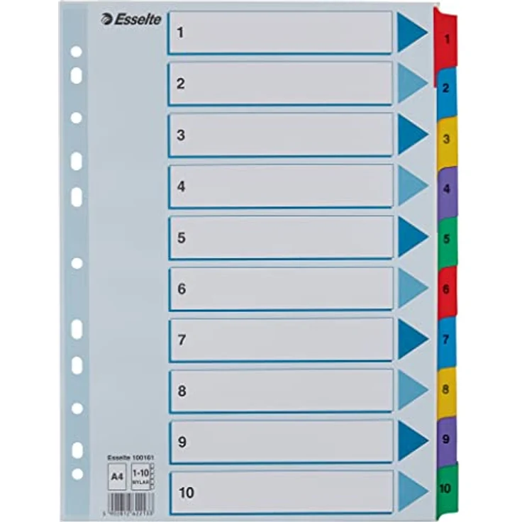 ESSELTE Aktenordner, A4, 1-10 Kartonregister, weiss – Bild 2