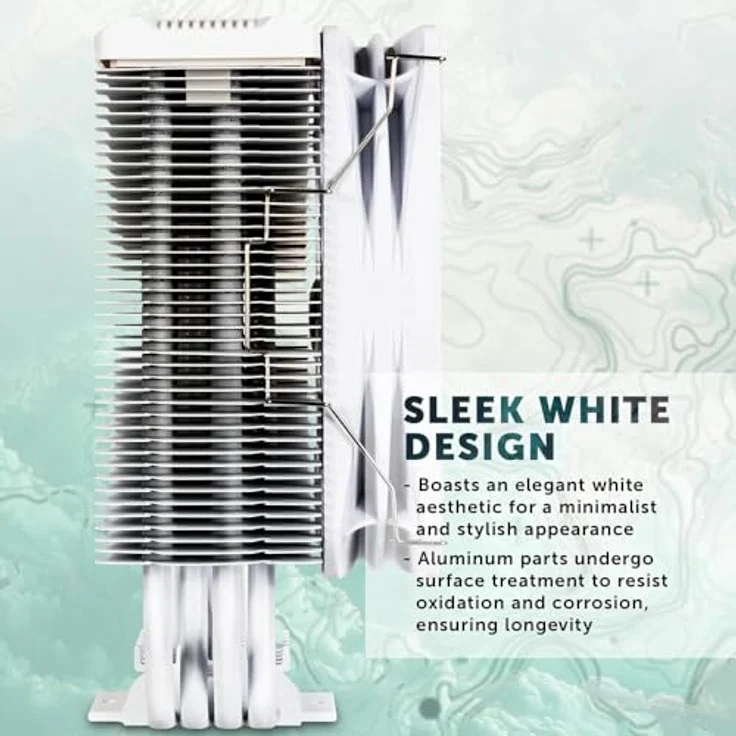 Kolink Umbra EX180 White Edition, CPU Kühler mit 120 mm PWM-Lüfter und vier 6 mm Kupfer-Heatpipes, weiss – Bild 7