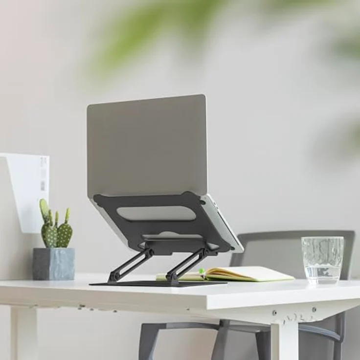 ACT Faltbarer Aluminium Laptop Ständer AC8140, höhenverstellbar für Laptops bis 15,6 Zoll, ergonomisch, leicht, schwarz – Bild 4