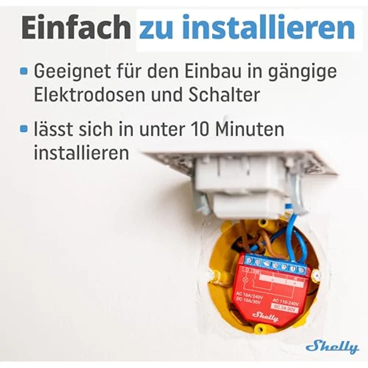 Shelly Shelly PlusLine 1PM Plus Relay Switch mit Energiemessung WLAN Bluetooth – Bild 2
