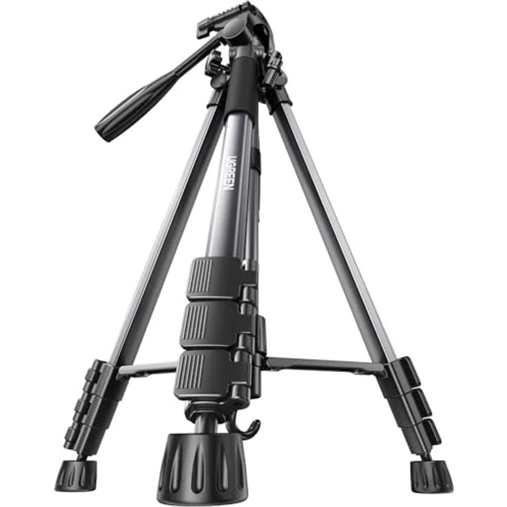 UGREEN Kamera Stativ mit 53,5-175 cm Höhe, leichtes und tragbares Reisestativ, Aluminium Dreibein Stativ mit Handyhalter und Reisetasche für Kamera und Smartphones DSLR Canon Nikon Action Kamera – Bild 1