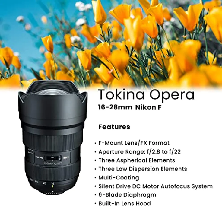 Tokina Opera 16-28mm F2.8 FF SLR Weitwinkel-Zoomobjektiv Schwarz - Kameraobjektive (SLR, 15-13, Weitwinkel-Zoomobjektiv, 0,28 m, Nikon F, 2,8-22) – Bild 2