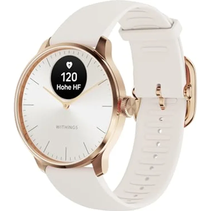 Withings ScanWatch Light, Hybrid-Smartwatch, 24-Stunden-Überwachung der Herz-Kreislauf-Gesundheit, Menstruationszyklus-Tracker, Schlaf- und Aktivitätstracker, 30 Tage Batterie, kompatibel mit Android, Rosegold