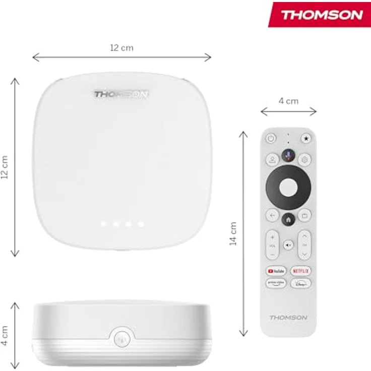 Thomson Streaming Box Plus 270, 4K UHD, Google TV, 3 GB RAM, 32 GB Speicher, Weiß, integrierter Lautsprecher, Google Cast, Netflix, Disney+ – Bild 3