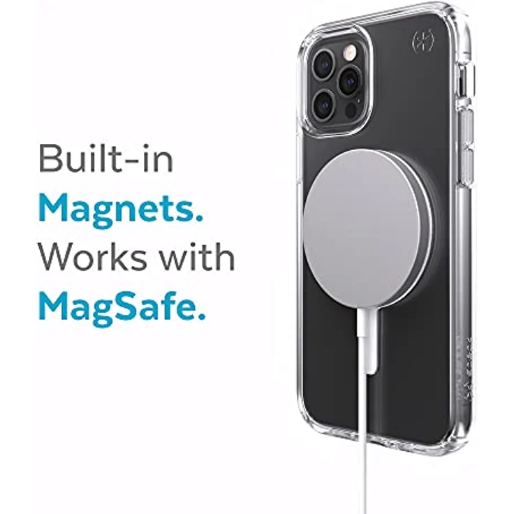 Speck iPhone 12 transparente Hülle – Fallschutz, gebaut für MagSafe, Anti-Vergilbung & Anti-Fade, zweilagiges schlankes Design 6,1 Zoll - Perfect, Transparent – Bild 3