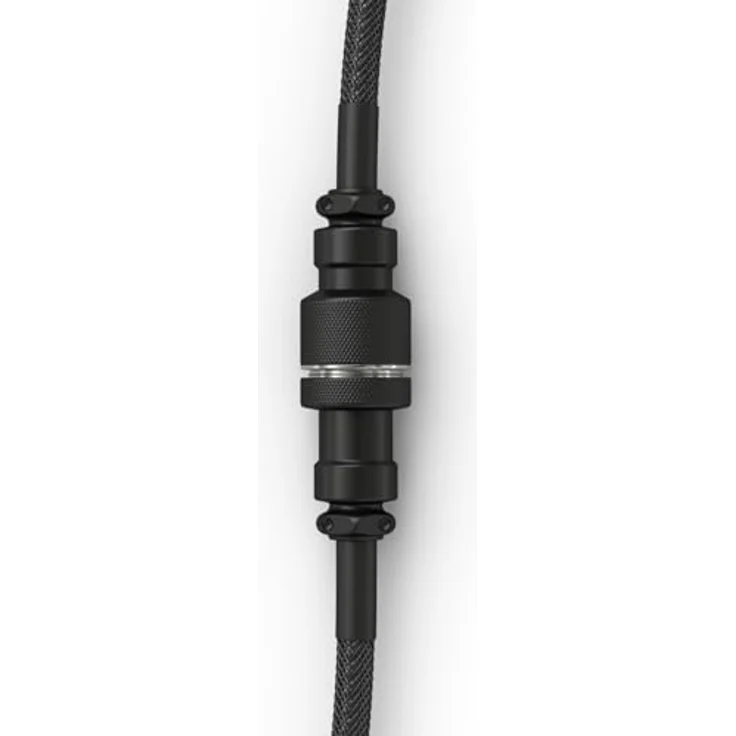Glorious Gaming Premium Coiled Keyboard Cable - Phantom Black, Vergoldetes USB-A auf USB-C, Schutz vor Kabelsalat, doppelt geflochtene Ummantelung, 5-poliger Aviator-Stecker – Bild 4