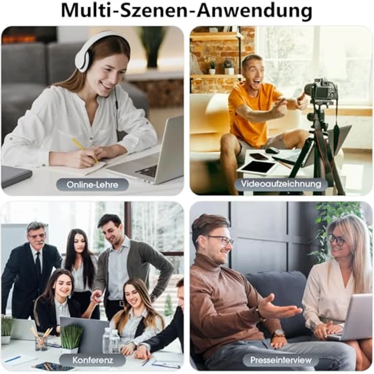 QINOJA Wireless Lavalier Mikrofon 4-in-1 für iPhone/Handy/Kamera/Computer, kabellos mit Pop-Filter, Rauschunterdrückung, 20 m Reichweite, tragbar für Vlog, TikTok, Live-Streaming – Bild 4