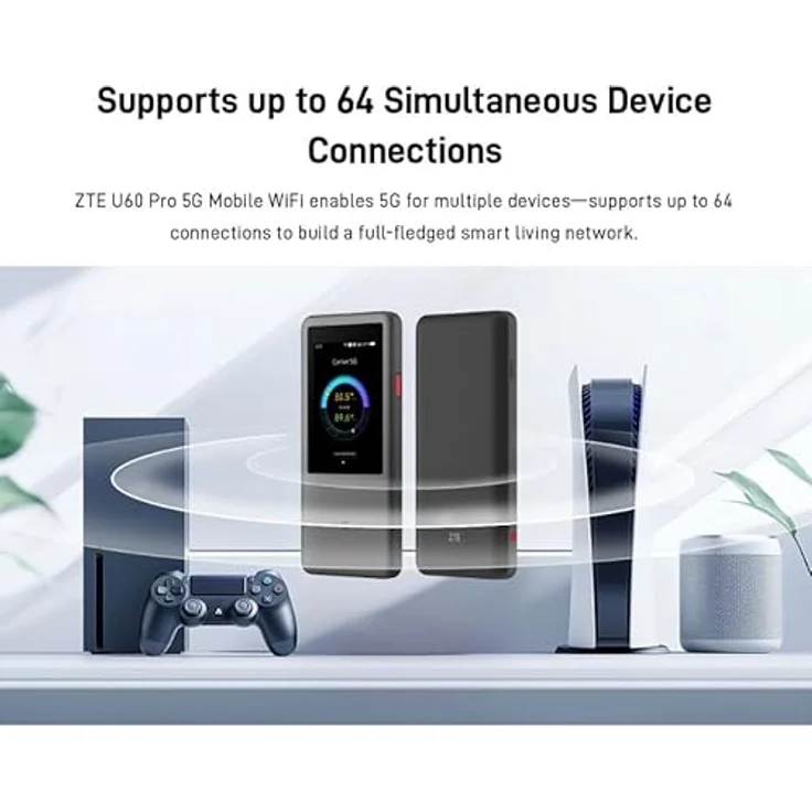 ZTE U60, Router mit MIMO-Technologie, 64 Geräte Unterstützung, Akku-betrieben, Weiss – Bild 4
