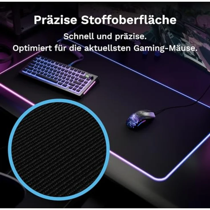 Glorious Mouse Pad 2 GLED XXL, RGB Gaming-Mauspad mit InfiniGlow Randbeleuchtung, Schwarz – Bild 5