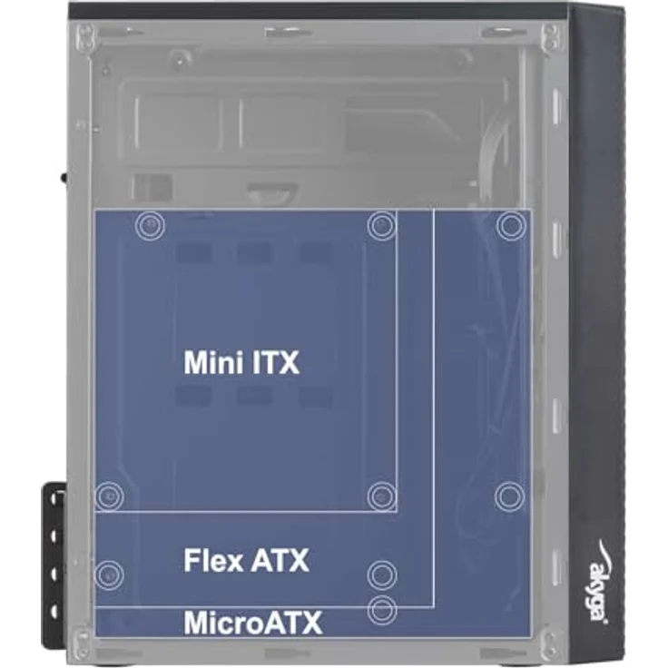 Akyga AK36BK, Micro Tower PC-Gehäuse in Schwarz, kompatibel mit Micro ATX, Flex ATX und Mini ITX, Platz für 3 Festplatten, 2 x USB 3.0/2.0 Anschlüsse – Bild 9
