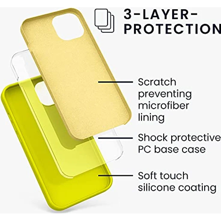 kwmobile Handyhülle für iPhone 13, Silikon Case in Zitronengelb, kompatibel mit kabellosem Laden, rutschfester Griff – Bild 2